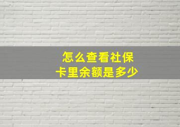 怎么查看社保卡里余额是多少