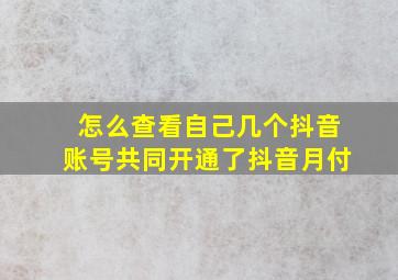 怎么查看自己几个抖音账号共同开通了抖音月付