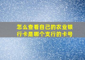 怎么查看自己的农业银行卡是哪个支行的卡号