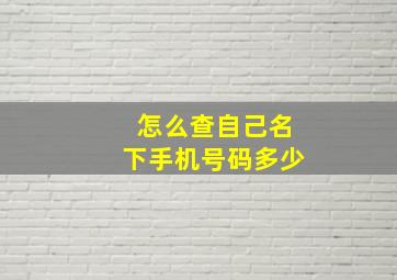 怎么查自己名下手机号码多少