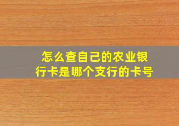 怎么查自己的农业银行卡是哪个支行的卡号