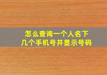 怎么查询一个人名下几个手机号并显示号码