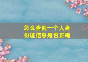 怎么查询一个人身份证信息是否正确