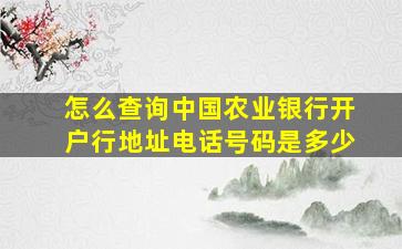 怎么查询中国农业银行开户行地址电话号码是多少