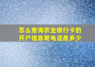 怎么查询农业银行卡的开户信息呢电话是多少