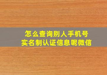 怎么查询别人手机号实名制认证信息呢微信