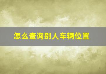 怎么查询别人车辆位置