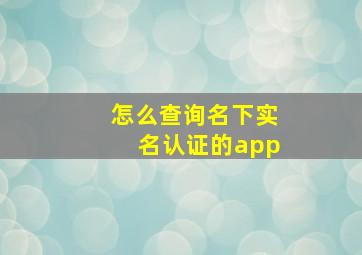 怎么查询名下实名认证的app