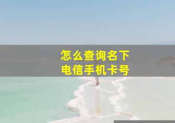 怎么查询名下电信手机卡号