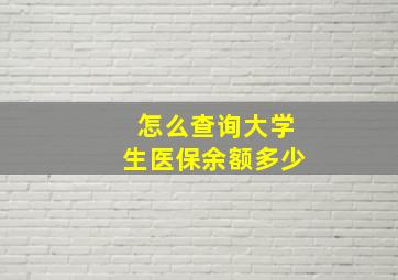 怎么查询大学生医保余额多少