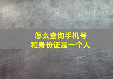 怎么查询手机号和身份证是一个人