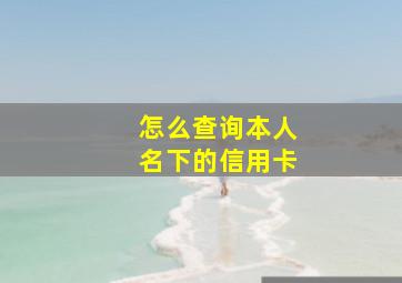 怎么查询本人名下的信用卡