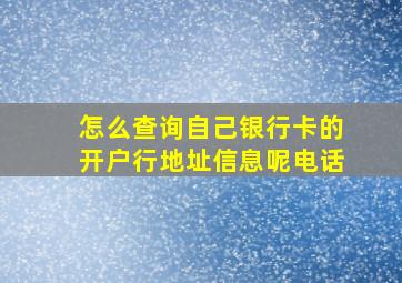 怎么查询自己银行卡的开户行地址信息呢电话