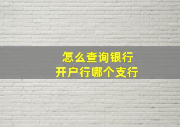 怎么查询银行开户行哪个支行