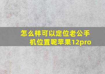 怎么样可以定位老公手机位置呢苹果12pro