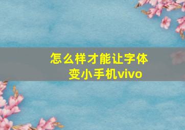 怎么样才能让字体变小手机vivo