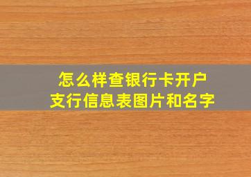 怎么样查银行卡开户支行信息表图片和名字