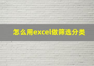 怎么用excel做筛选分类