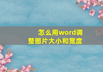 怎么用word调整图片大小和宽度