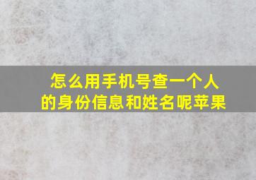 怎么用手机号查一个人的身份信息和姓名呢苹果