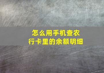 怎么用手机查农行卡里的余额明细