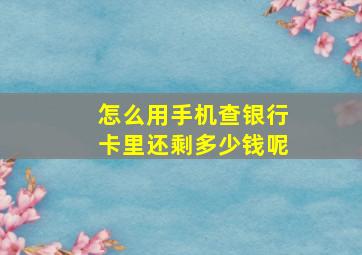 怎么用手机查银行卡里还剩多少钱呢