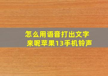 怎么用语音打出文字来呢苹果13手机铃声