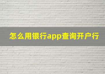 怎么用银行app查询开户行