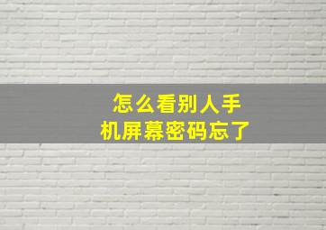 怎么看别人手机屏幕密码忘了