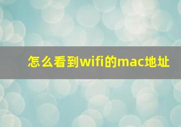 怎么看到wifi的mac地址