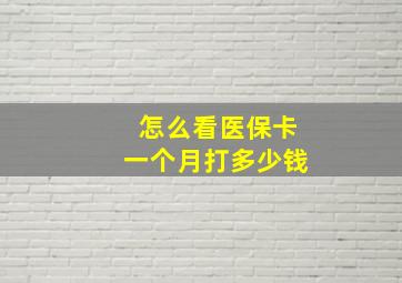 怎么看医保卡一个月打多少钱