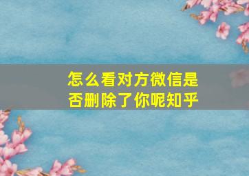 怎么看对方微信是否删除了你呢知乎