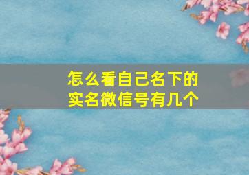 怎么看自己名下的实名微信号有几个