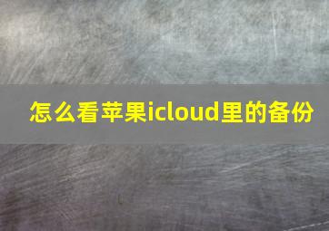 怎么看苹果icloud里的备份