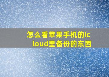 怎么看苹果手机的icloud里备份的东西