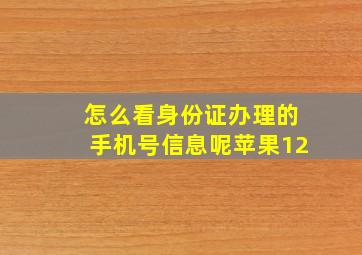 怎么看身份证办理的手机号信息呢苹果12