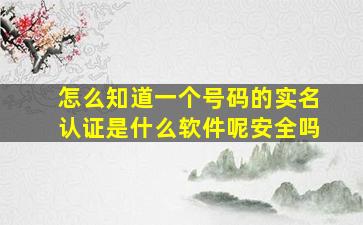 怎么知道一个号码的实名认证是什么软件呢安全吗