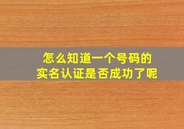 怎么知道一个号码的实名认证是否成功了呢