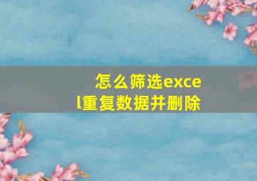 怎么筛选excel重复数据并删除