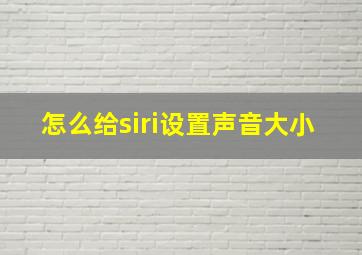 怎么给siri设置声音大小