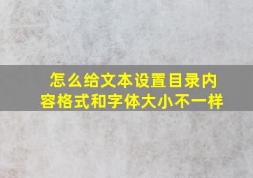 怎么给文本设置目录内容格式和字体大小不一样