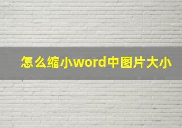 怎么缩小word中图片大小