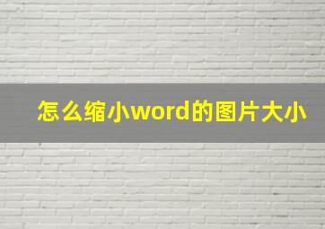 怎么缩小word的图片大小