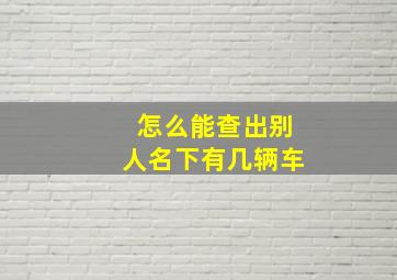 怎么能查出别人名下有几辆车