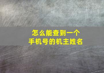 怎么能查到一个手机号的机主姓名