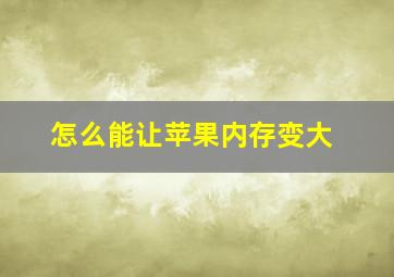 怎么能让苹果内存变大