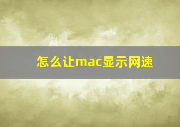 怎么让mac显示网速