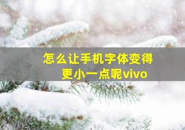 怎么让手机字体变得更小一点呢vivo