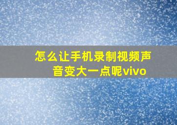 怎么让手机录制视频声音变大一点呢vivo