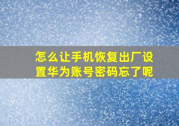 怎么让手机恢复出厂设置华为账号密码忘了呢